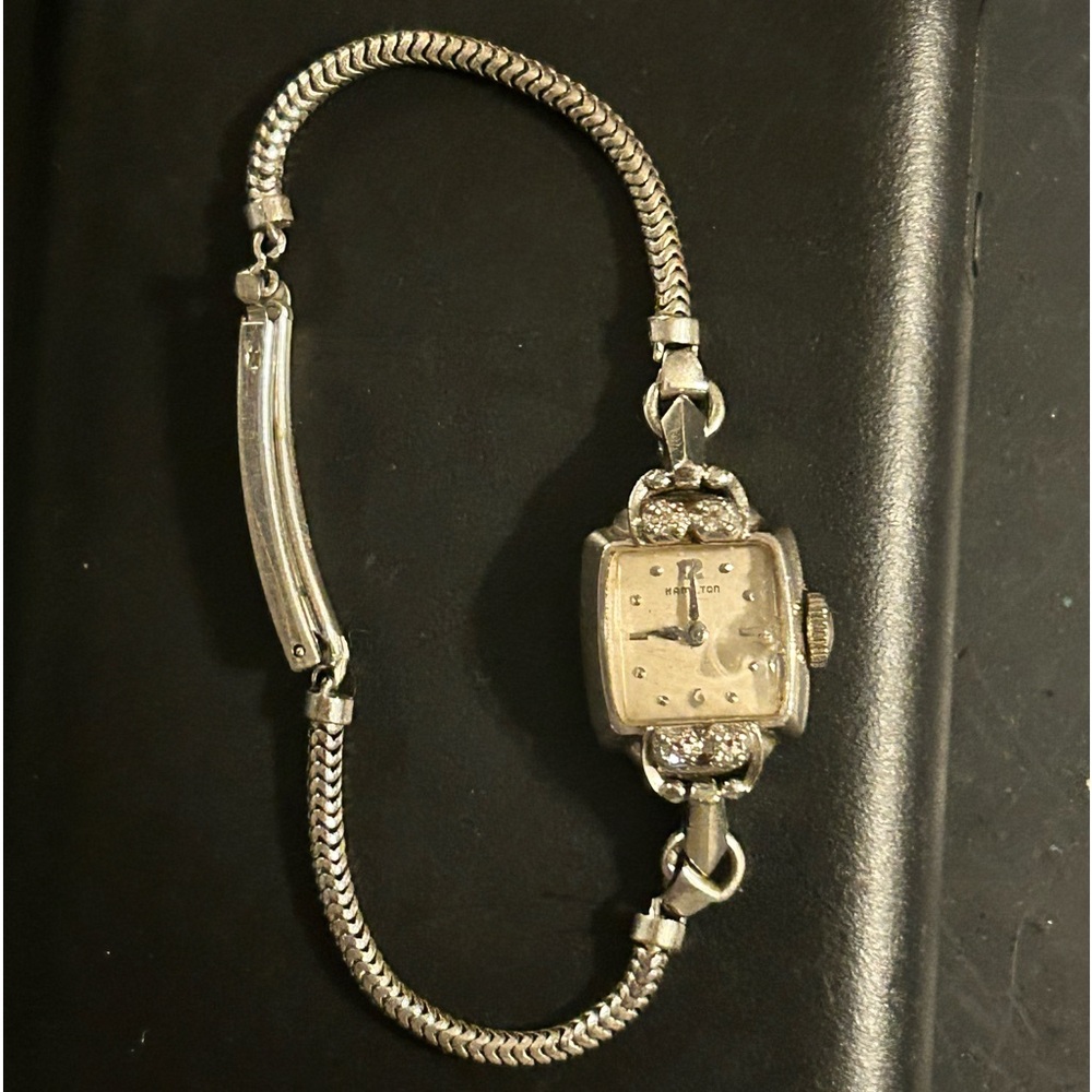Vintage Hamilton watch. Diamonds on the band.  Small scratch on face great shape